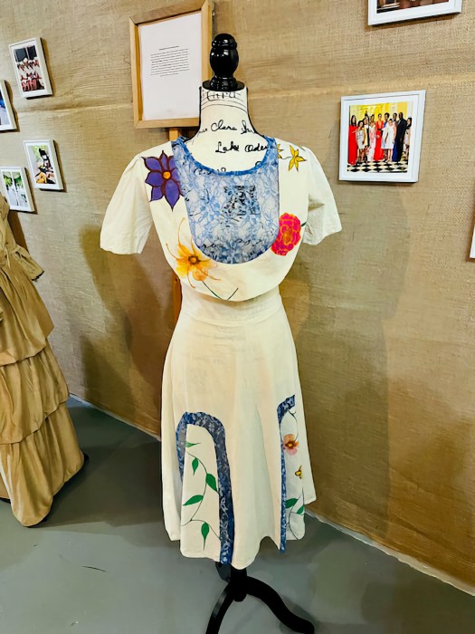 Designer Michel presented this dress during his visit to the White House under the Barack Obama administration. Chosen for its historical significance, it is made from 100% hand-dyed cotton, with intricate details that add to its profound meaning.
